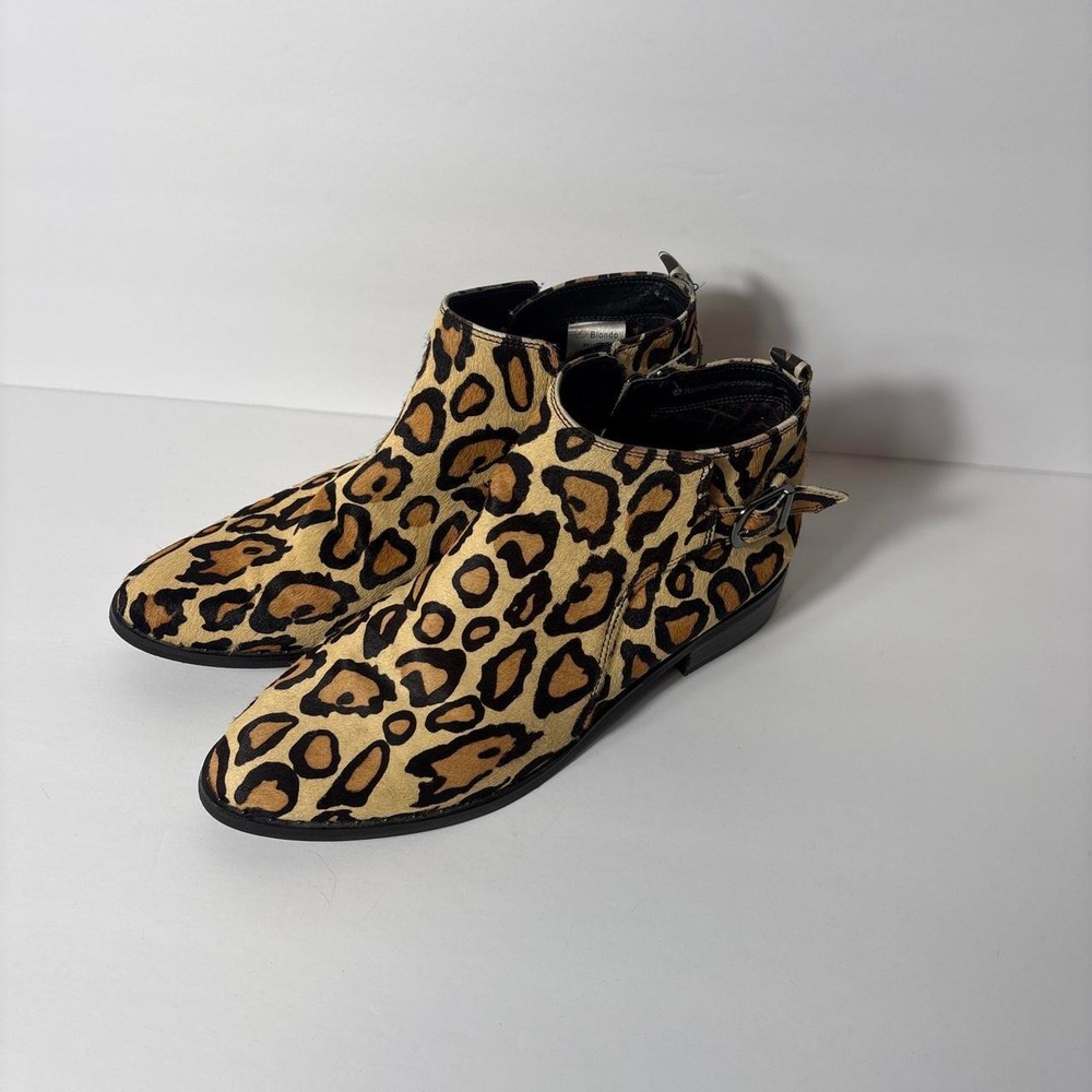 Blondo Waterproof Leopard Print Cow Hair Ankle Boots Women's Size 9 Western